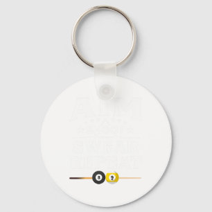 Funny Pool Billiard Aim Shoot Swear Repeat Billiar Key Ring