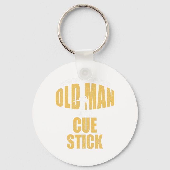 Funny Pool Billiard Player Snooker Old Man With A  Key Ring (Front)