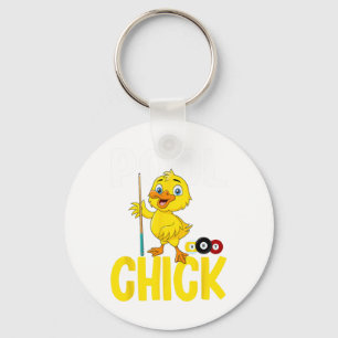 Funny Pool Chick 8 Ball Women Cute Billiards Ladie Key Ring