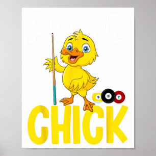 Funny Pool Chick 8 Ball Women Cute Billiards Ladie Poster
