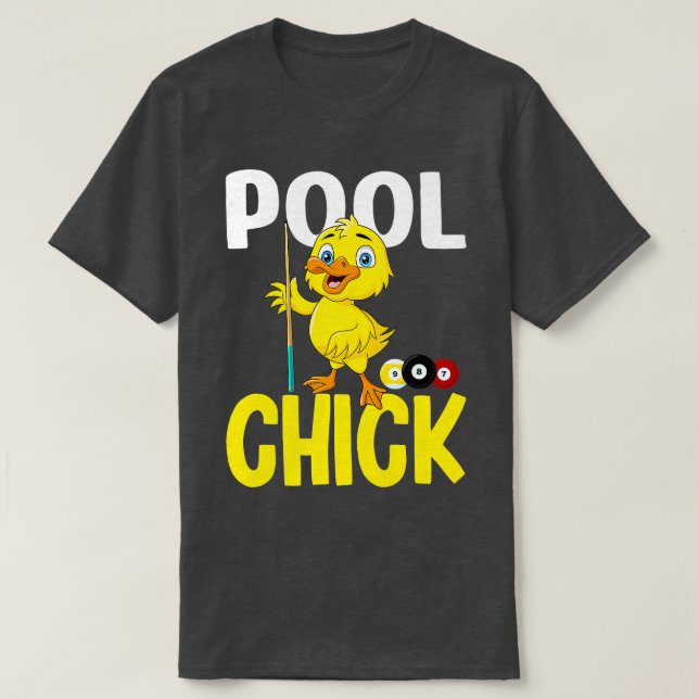 Funny Pool Chick 8 Ball Women Cute Billiards Ladie T-Shirt (Design Front)