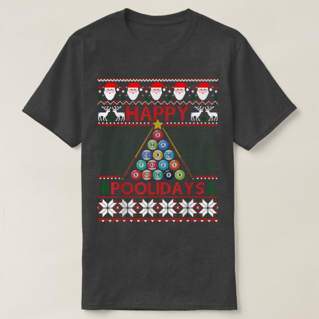 Funny Pool Christmas Tree Billiards Ugly Sweater  (Design Front)