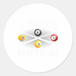 Funny Pool Design For Men Women Billiards Lover Po Classic Round Sticker