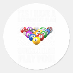 Funny Pool Design For Men Women Billiards Lover Po Classic Round Sticker