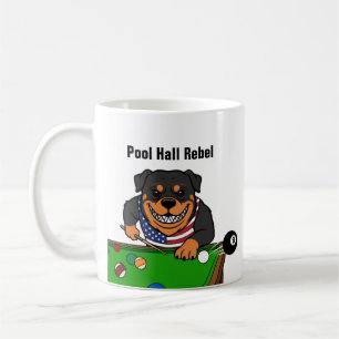 Funny Pool Hall Rebel Rottweiler Coffee Mugs