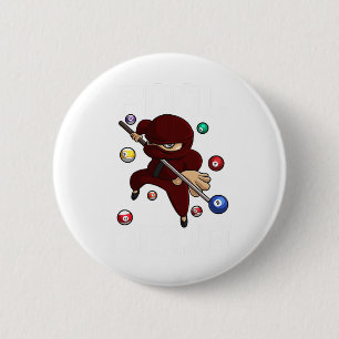 Funny Pool Ninja Cute Pocket Billiards Boys Girls 6 Cm Round Badge