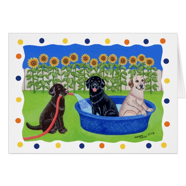 Funny Pool Party Labradors (Front Horizontal)