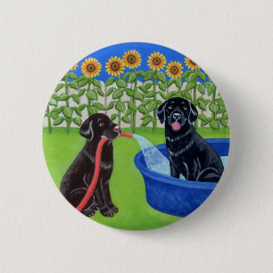 Funny Pool Party Labradors 6 Cm Round Badge