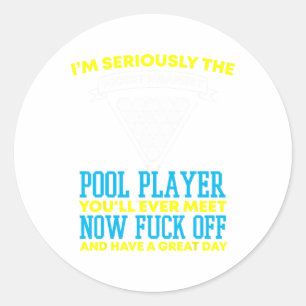 Funny Pool Player And Billiards Classic Round Sticker