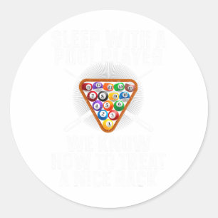 Funny Pool Player Design For Men Women Billiard Po Classic Round Sticker