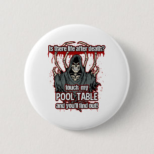 Funny Pool Player Grim Reaper  6 Cm Round Badge
