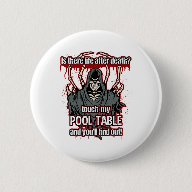 Funny Pool Player Grim Reaper  6 Cm Round Badge (Front)