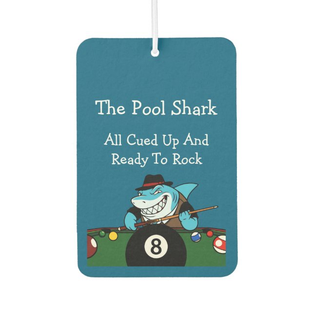 Funny Pool Shark Billiards Theme Men's Car Air Freshener (Front)