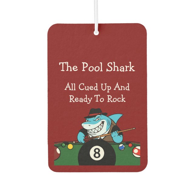 Funny Pool Shark Billiards Theme Men's Car Air Freshener (Front)