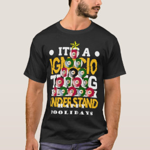 Funny Pool Shark Christmas Tree Billiards Long Sle T-Shirt