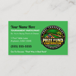 Funny Pool Tournament Prize Fund Contributor Gag Calling Card