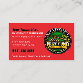 Funny Pool Tournament Prize Fund Contributor Gag Calling Card