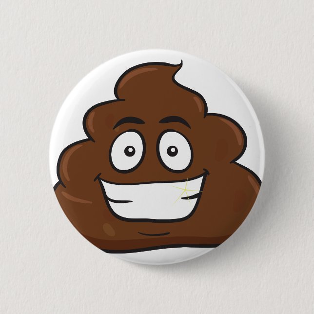 funny poop emoji 6 cm round badge (Front)