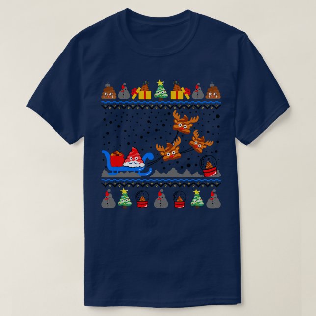 Funny Poop Emoji Christmas Sweater (Design Front)