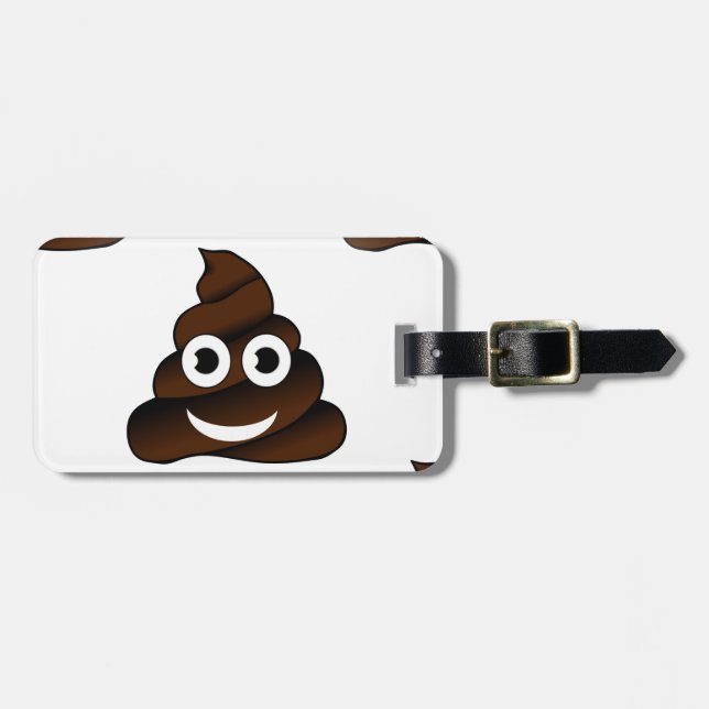 funny poop emoji luggage tag (Front Horizontal)