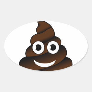 funny poop emoji oval sticker