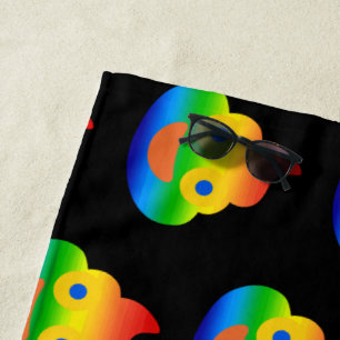 Funny Poop Emoji Rainbow Colour Smiling Face Humou Beach Towel