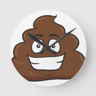 funny poop emoji round clock