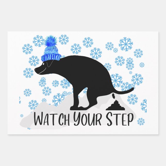 Funny Pooping Dog Christmas Wrapping Paper Sheet (Front)