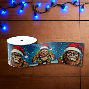 Funny Pop Art Bigfoots Christmas Grosgrain Ribbon