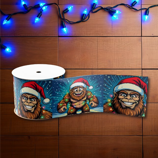 Funny Pop Art Bigfoots Christmas Grosgrain Ribbon (Creator Uploaded)