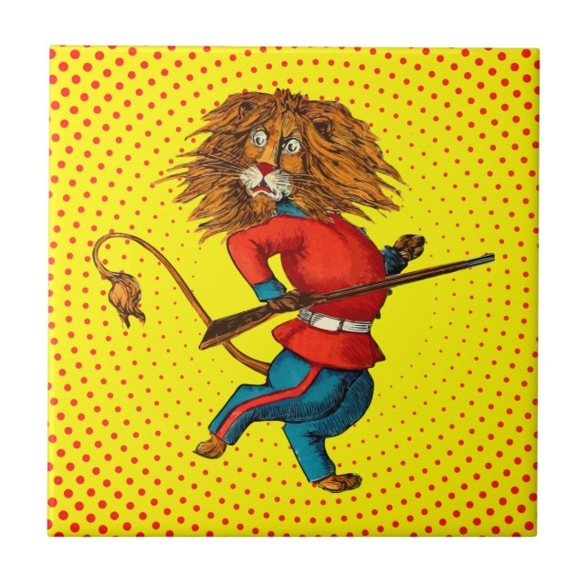 Funny Pop Art British Lion Ceramic Tile (Front)