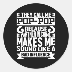 Funny Pop Pop Dad Shirt Valentine Fathers Day Chri Classic Round Sticker