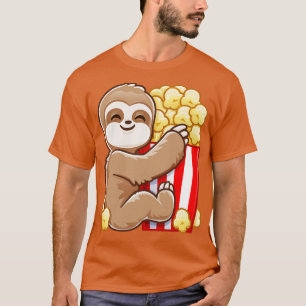 Funny Popcorn Lazy Chill Cute Sloth T-Shirt
