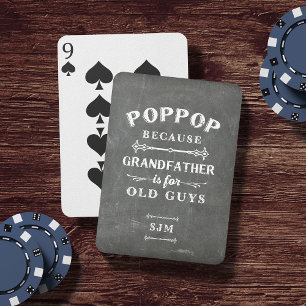 Funny Poppop Grandfather Monogram Playing Cards