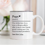 Funny Pops Definition, Grandfather 70th Birthday  Two-Tone Coffee Mug<br><div class="desc">Funny Pops Definition, Grandfather 70th Birthday Two-Tone Coffee Mug - Pops Mug. Personalised Grandpa Gift. Personalised Gifts. 70th Birthday Gift for Him. Custom Mug. Gift for Grandfather. Gift for Grandpa, gift for grandpa, grandfather gift, grandfather mug, personalised grandpa, funny grandpa mug, funny grandpa gift, best grandpa ever, grandpa coffee mug,...</div>