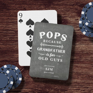 Funny Pops Grandfather Monogram Playing Cards