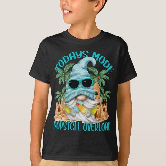 Funny Popsicle Summer Gnome Under Palm Trees And S T-Shirt (Front)