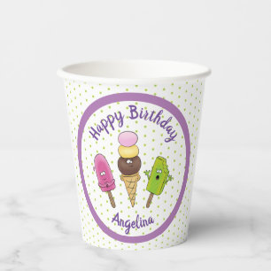 Funny popsicles and icecream cartoon illustration paper cups