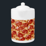 Funny Porcelain Pepperoni Pizza Teapot<br><div class="desc">Funny Porcelain Pepperoni Pizza Teapot</div>