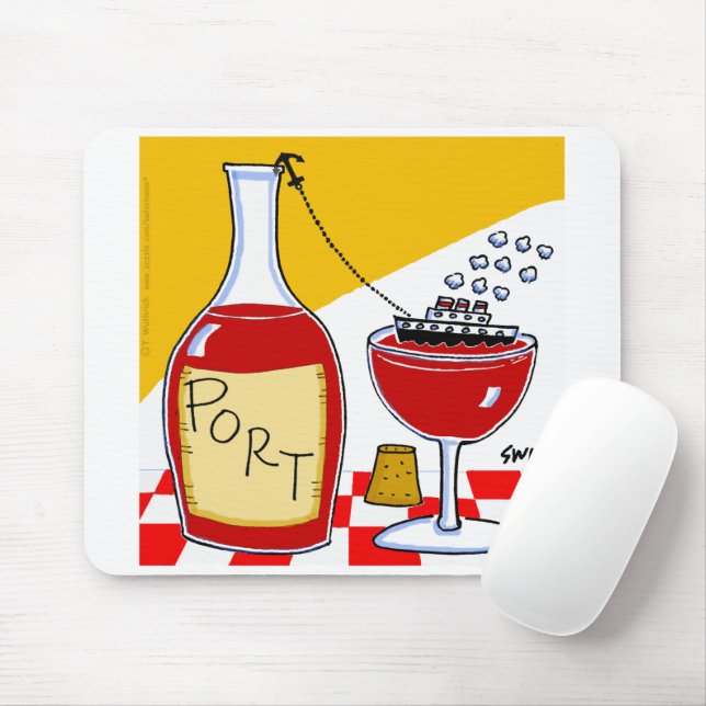 Funny Port Wine Cartoon Mouse Pad (With Mouse)