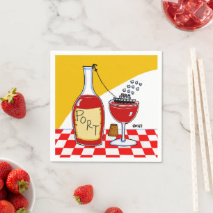 Funny Port Wine Tasting Party Cartoon Napkin