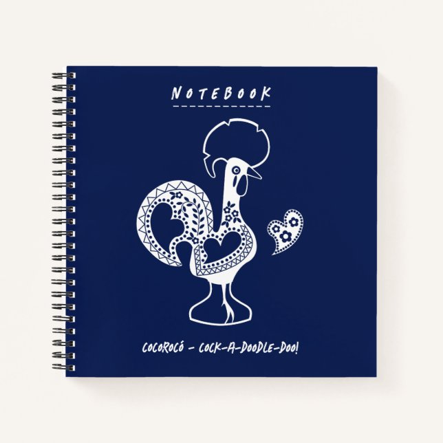 Funny Portuguese Rooster Modern Silhouette Notebook (Front)