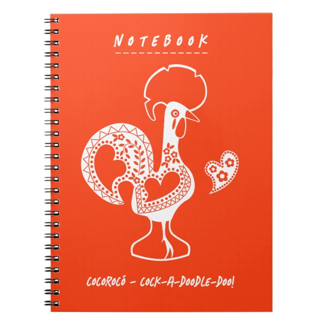 Funny Portuguese Rooster Modern Silhouette Notebook (Front)