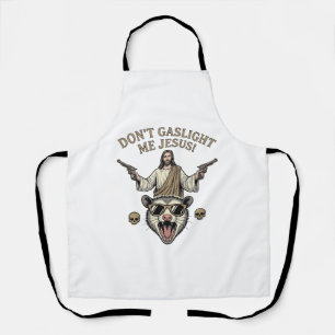 Funny Possum Jesus Vintage Engraving Shirt Design_ Apron