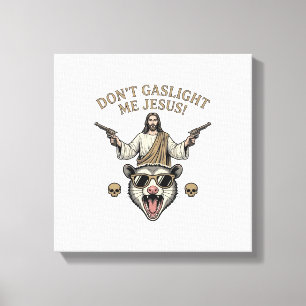 Funny Possum Jesus Vintage Engraving Shirt Design_ Canvas Print