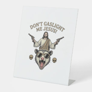 Funny Possum Jesus Vintage Engraving Shirt Design_ Pedestal Sign