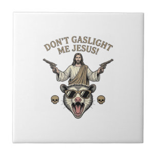 Funny Possum Jesus Vintage Engraving Shirt Design_ Tile
