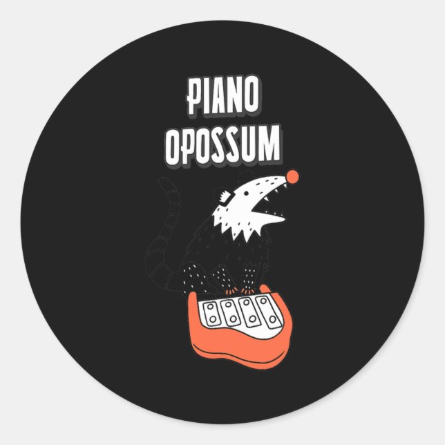 Funny Possum Tee Piano Opossum Cute Weird Humor Classic Round Sticker (Front)