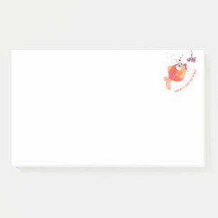 Funny Post it Notes with Happy Fish and Worm