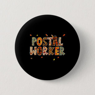 Funny Postal Worker Pumpkin Autumn Tree Fall Leave 6 Cm Round Badge